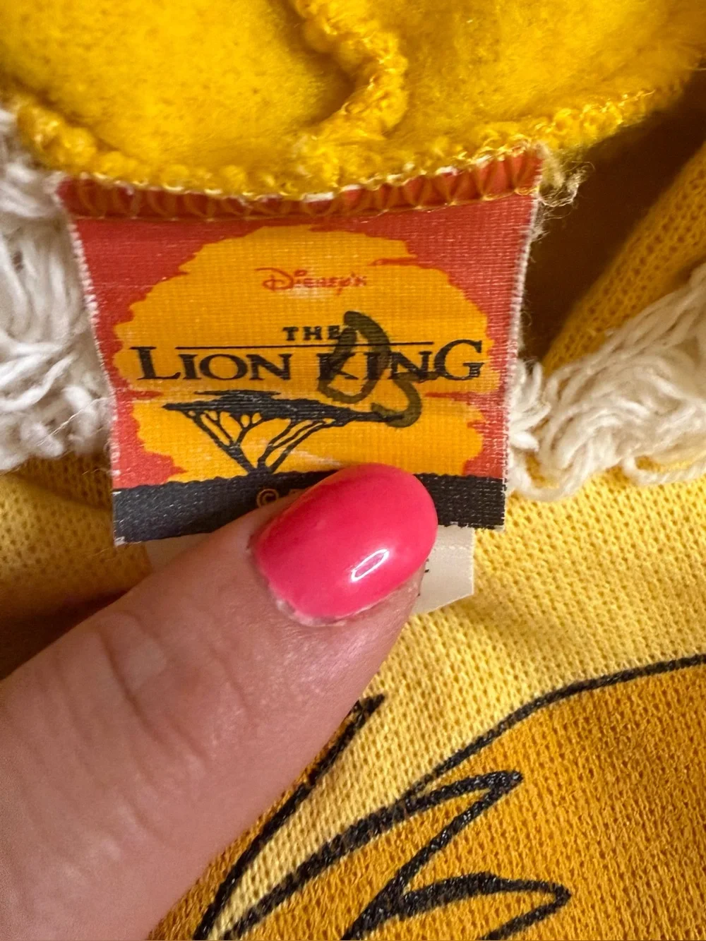 Vintage Disney The Lion King Simba Hooded Romper 18 Months Yellow 90s